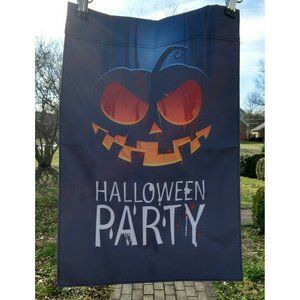 Halloween Party Garden Flag Black Blue Orange